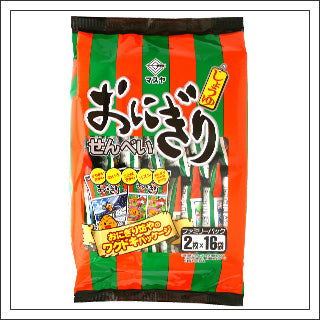 マスヤ　おにぎりせんべい　ファミリーパック　２枚×１６袋入<br>Masuya onigiri rice cracker family pack two × 16 bags input